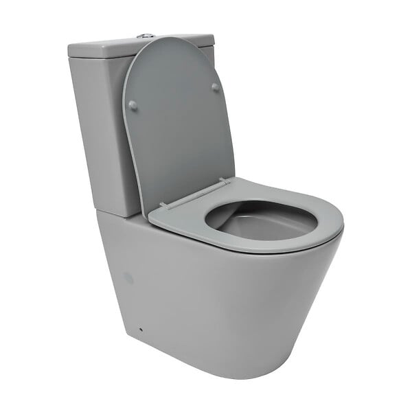 SWISS AQUA TECHNOLOGIES - Infinitio WC à poser complet en céramique avec abattant SoftClose, gris mat (SATINF031VPSNLGRM) - large
