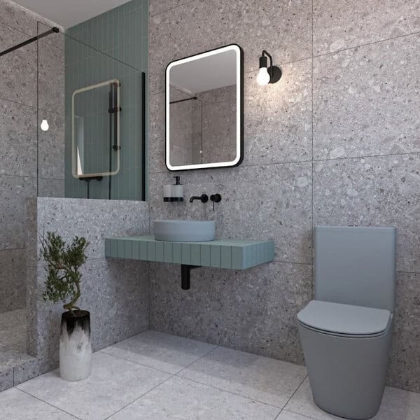 SWISS AQUA TECHNOLOGIES - Infinitio WC à poser complet en céramique avec abattant SoftClose, gris mat (SATINF031VPSNLGRM) - large