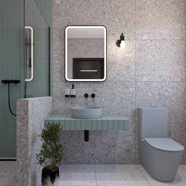 SWISS AQUA TECHNOLOGIES - Infinitio WC à poser complet en céramique avec abattant SoftClose, gris mat (SATINF031VPSNLGRM) - large