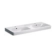 GEBERIT - Smyle Square 120x48x16,5 cm lavabo double vasque céramique, 2 trous de robinetterie au milieu, trop-plein, blanc (500.223.01.1) - vignette
