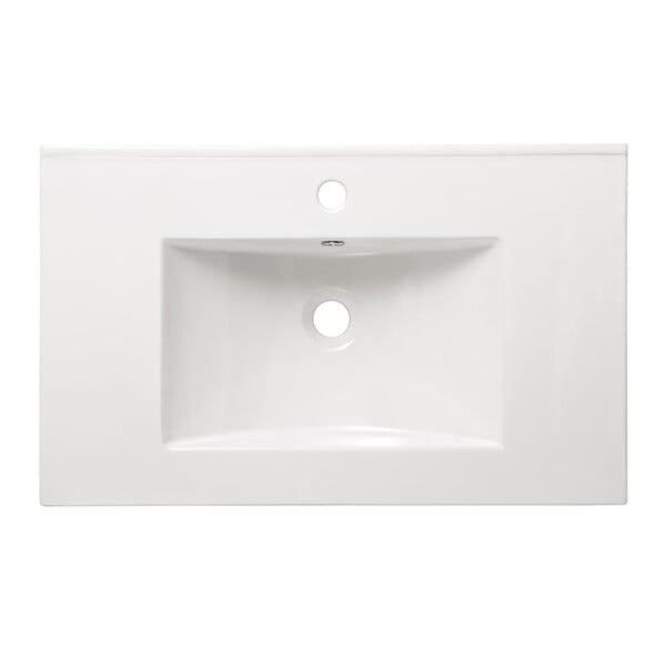 NATUREL - Modena 81x46 cm lavabo en céramique avec trou pour robinetterie au milieu, blanc brillant (M8046) - large