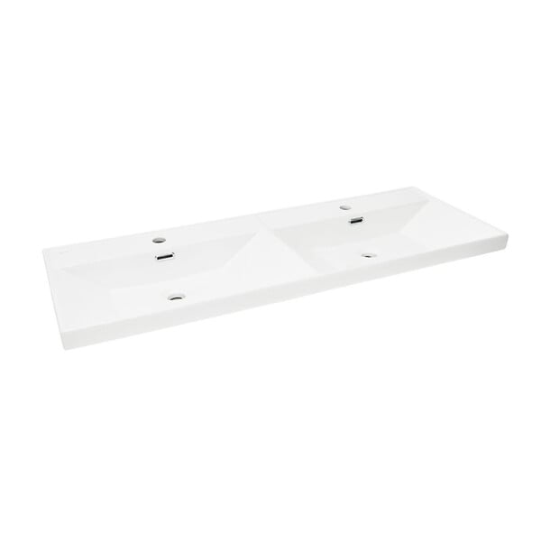 SWISS AQUA TECHNOLOGIES - B-Way 121x46 cm double vasque semi-encastrée en céramique, pour meuble de salle de bain SATEVO120NA, blanc (SATBW212046) - large
