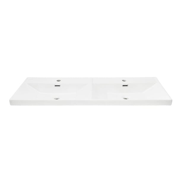 SWISS AQUA TECHNOLOGIES - B-Way 121x46 cm double vasque semi-encastrée en céramique, pour meuble de salle de bain SATEVO120NA, blanc (SATBW212046) - large