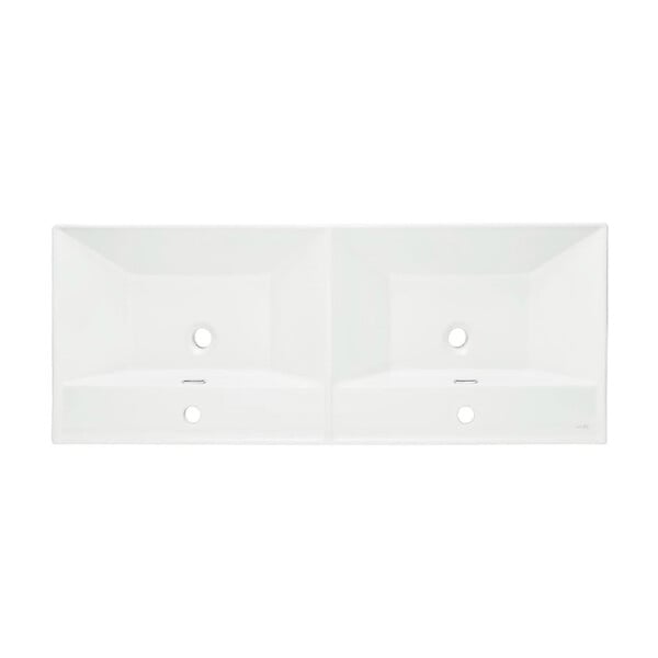 SWISS AQUA TECHNOLOGIES - B-Way 121x46 cm double vasque semi-encastrée en céramique, pour meuble de salle de bain SATEVO120NA, blanc (SATBW212046) - large