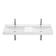 ROCA - Ona 120x46x16 cm lavabo suspendu double vasque en céramique, 2 trous de robinetterie au milieu, trop-plein, blanc (A32768B000) - vignette