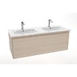 NATUREL - Naturel Modena 121x46 cm double vasque en céramique, 2 trous pour robinetterie, blanc (M2N12046) - vignette