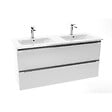 NATUREL - Naturel Modena 121x46 cm double vasque en céramique, 2 trous pour robinetterie, blanc (M2N12046) - vignette
