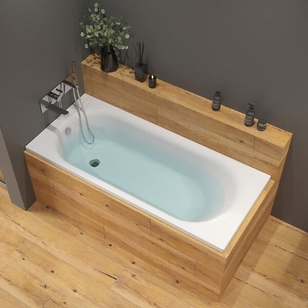 SWISS AQUA TECHNOLOGIES - Project 170x70x45 cm baignoire rectangulaire 204 L en acrylique coulé, sans pieds, sans vidage, sans siphon, blanc (SATVAPRO170) - large