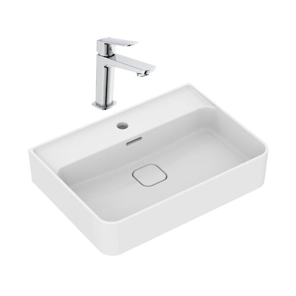 IDEAL STANDARD - Strada II lavabo 600x430 mm 1 trou + Swiss Aqua Technologies mitigeur lavabo, sans tirette, chrome (T300001SATBSF271) - large