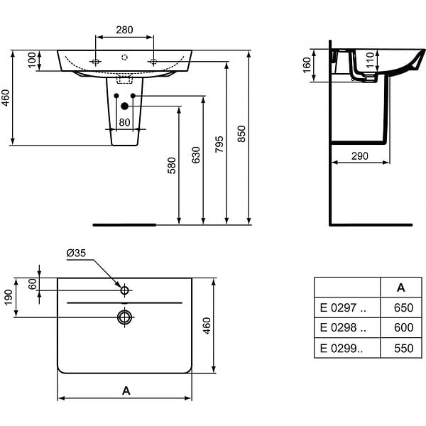 IDEAL STANDARD - Ideal Standard CONNECT AIR Lavabo Cube 160 x 550 x 460 mm, blanc (E029901) - large