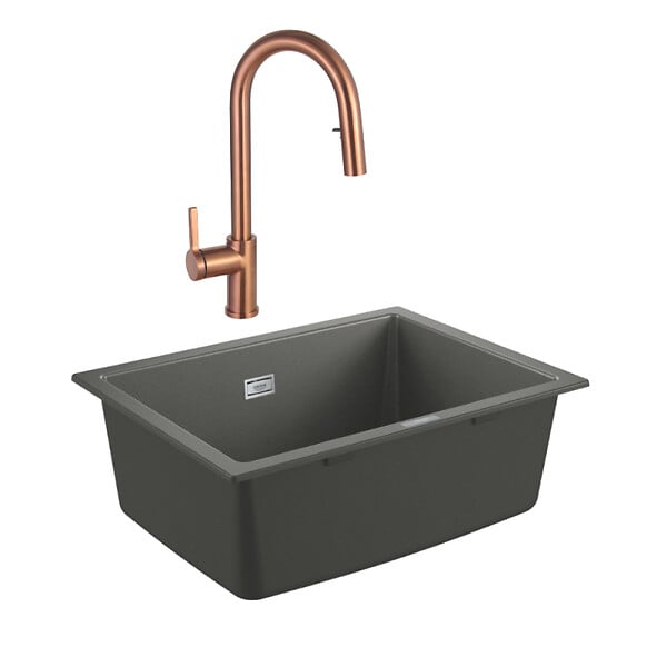 GROHE - Grohe K700U evier composite + Ceramia Timeless mitigeur (G31655TML2BCP-SET) - large