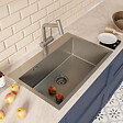 CERAMIA - Timeless 68x45x21 cm évier encastrable inox 304 + mitigeur inox avec douchette extractible, gun metal brossé (TMLKST-6845BGM-M1) - vignette