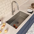 CERAMIA - Timeless 68x45x21 cm évier sous plan inox 304 + mitigeur inox avec douchette extractible, gun metal brossé (TMLKSU-6845BGM-M2) - vignette