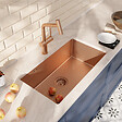 CERAMIA - Timeless 68x45x21 cm évier sous plan en inox 304 + mitigeur inox avec douchette extractible, cuivre brossé (TMLKSU-6845BCP-M1) - vignette