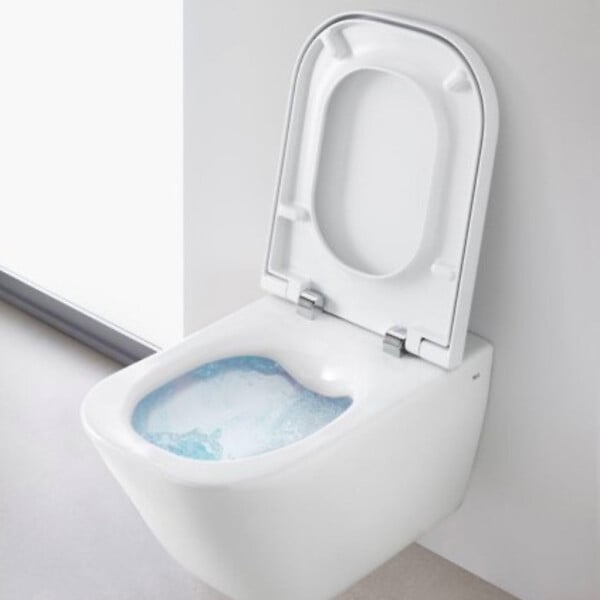 VILLEROY & BOCH - Pack WC bâti-support sol-mur + WC suspendu sans bride Roca avec abattant SoftClose + plaque (VBROGAWR03-FR) - large