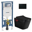 GEBERIT - Geberit + Swiss Aqua Technologies Pack WC sans bride Infinitio Noir mat + Abattant softclose slim + Bâti support Geberit Extra-plat UP720 + Plaque Noir brillante - vignette