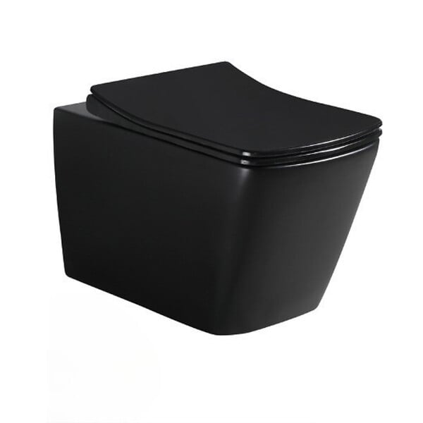 GEBERIT - Geberit + Swiss Aqua Technologies Pack WC sans bride Infinitio Noir mat + Abattant softclose slim + Bâti support Geberit Extra-plat UP720 + Plaque Noir brillante - large
