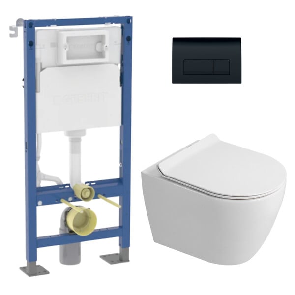 GEBERIT - Duofix pack WC bâti-support autoportant + WC sans bride Ceramia PixL avec abattant SoftClose + plaque (GEBCEPXWT10-FR) - large