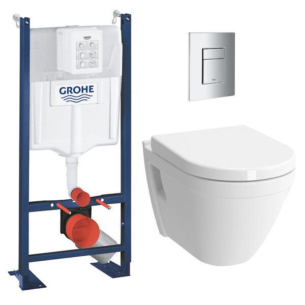 GROHE - Pack WC Bâti Rapid SL Autoportant + Cuvette Vitra S50 + Abattant soft close + Plaque chrome (ProjectS50softclose-1-SP) - large