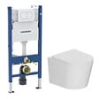 GEBERIT - Duofix Pack WC bâti-support + WC suspendu sans bride avec abattant SoftClose Ceramia + plaque blanche (GEBCE14WT05-FR) - vignette