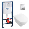 GROHE - Pack WC Bâti-support + Cuvette à fond creux sans bride O.novo + abattant softclose + Plaque Chrome - vignette