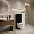 SWISS AQUA TECHNOLOGIES - Glass pack WC bâti-support avec plaque de commande + WC suspendu Ceramia sans bride avec abattant SoftClose (STGLBCE14WT01-FR) - vignette