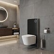 SWISS AQUA TECHNOLOGIES - Glass pack WC bâti-support avec plaque de commande + WC suspendu Ceramia sans bride avec abattant SoftClose (STGLBCE14WT01-FR) - vignette