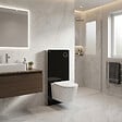 SWISS AQUA TECHNOLOGIES - Glass pack WC bâti-support avec plaque de commande + WC suspendu Ceramia sans bride avec abattant SoftClose (STGLBCE14WT01-FR) - vignette