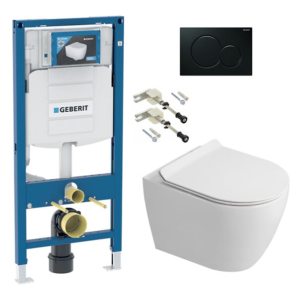 GEBERIT - Duofix pack WC bâti-support + WC suspendu sans bride Ceramia PixL avec abattant SoftClose + plaque (GECEPXWT05-FR) - large