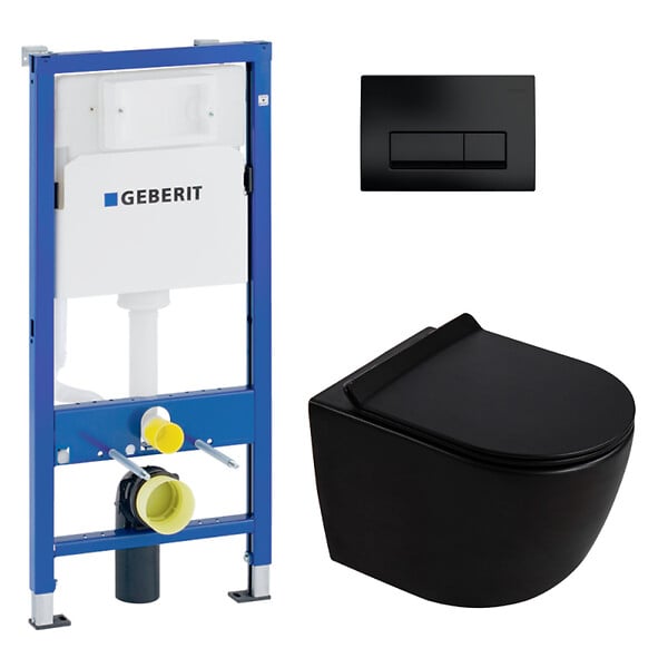 GEBERIT - Duofix pack WC bâti-support 112 cm + WC suspendu sans bride Ceramia PixL avec abattant SoftClose + plaque (GEBCEPXBMT05-FR) - large