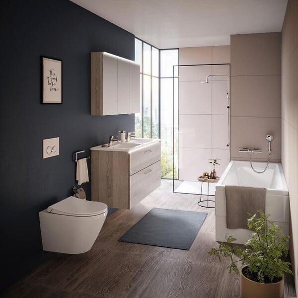 VITRA - Pack WC Bâti-support V-Fix Core + WC sans bride Integra, fixations invisibles + Plaque, Blanc Brillant (V-FixIntegraRimless-1) - large