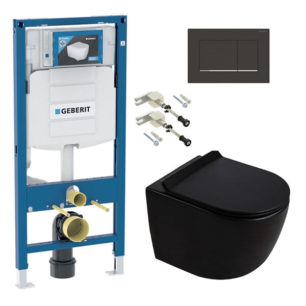 GEBERIT - Duofix pack WC bâti-support + WC suspendu sans bride Ceramia PixL avec abattant SoftClose + plaque (GEDCEPXBMT09-FR) - large