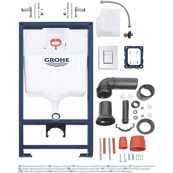 GROHE - Rapid SL Pack WC bâti-support + WC suspendu sans bride avec abattant SoftClose Ceramia + plaque (GRRCE14WT01FR-FS) - large