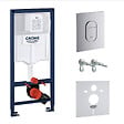 GROHE - Pack WC Bâti Rapid SL + WC sans bride SAT Brevis + Abattant SoftClose + Plaque chrome + Set d'habillage (ARENABREVISSB) - vignette