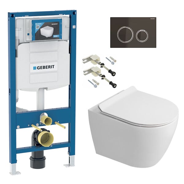 GEBERIT - Duofix pack WC bâti-support + WC suspendu sans bride Ceramia PixL avec abattant SoftClose + plaque (GECEPXWT04-FR) - large