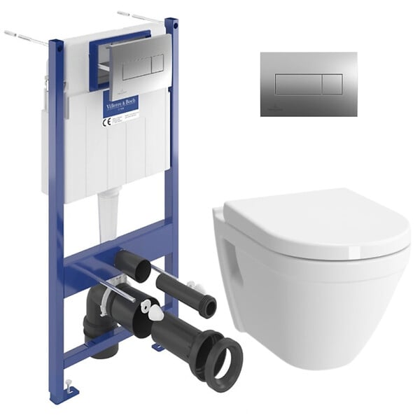VILLEROY & BOCH - ViConnect Pro S Pack WC bâti Villeroy & Boch + Cuvette Vitra S50 + Abattant softclose + Plaque chrome (ViConnectS50-1-SP) - large