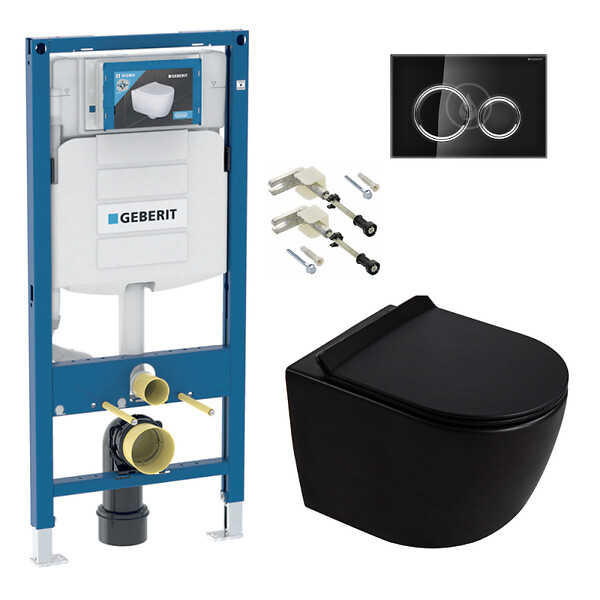 GEBERIT - Duofix pack WC bâti-support + WC suspendu sans bride Ceramia PixL avec abattant SoftClose + plaque (GEDCEPXBMT06-FR) - large