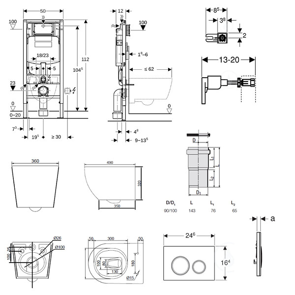 GEBERIT - Duofix pack WC bâti-support + WC suspendu sans bride Ceramia PixL avec abattant SoftClose + plaque (GEDCEPXBMT06-FR) - large