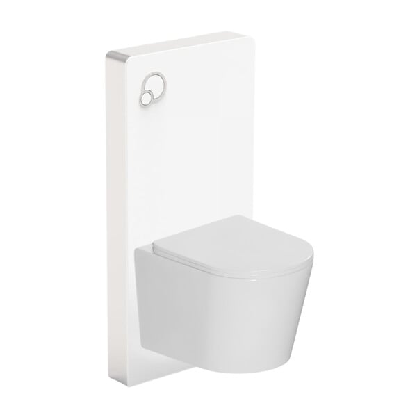 SWISS AQUA TECHNOLOGIES - Glass pack WC bâti-support avec plaque de commande + WC suspendu Ceramia sans bride avec abattant SoftClose (STGLWCE14WT01-FR) - large