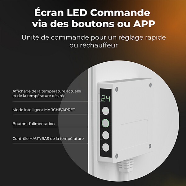 AENO - AENO Radiateur LED Blanc intelligent 700W GH3S - Chauffage infrarouge+convection - large