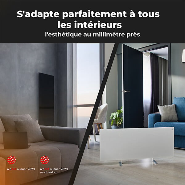 AENO - AENO Radiateur Noir intelligent 700W Premium GH2S - Chauffage infrarouge+convection - large