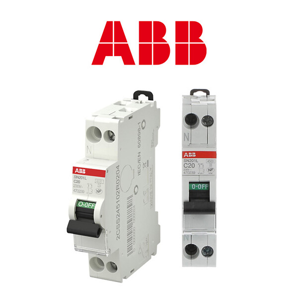ABB - Lot de 10 disjoncteurs Ph+N raccordement Vis 20A-4,5Ka - Courbe  C-ABB - large