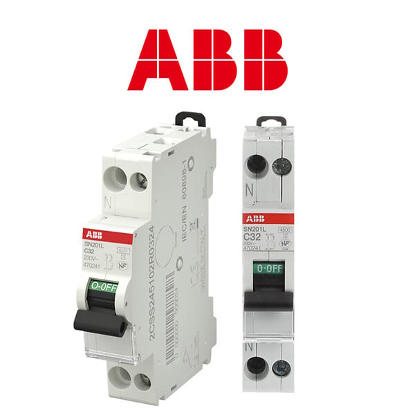ABB - Lot de 2 disjoncteurs Ph+N raccordement Vis 32A-4,5Ka - Courbe C-ABB - large