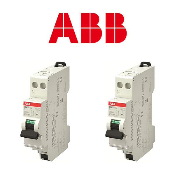 ABB - ABB Lot de 2 disjoncteurs automatiques Ph+N raccordement Rapide 2A-4,5Ka - large
