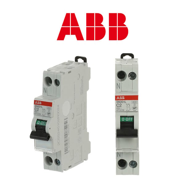 ABB - Lot de 2 disjoncteurs Ph+N raccordement Vis 2A-4,5Ka - Courbe C - large