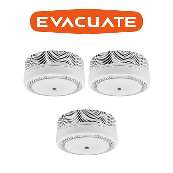EVACUATE - EVACUATE Lot de 3 détecteurs de fumée NF autonomie 10 ans garantie 10 ans - large