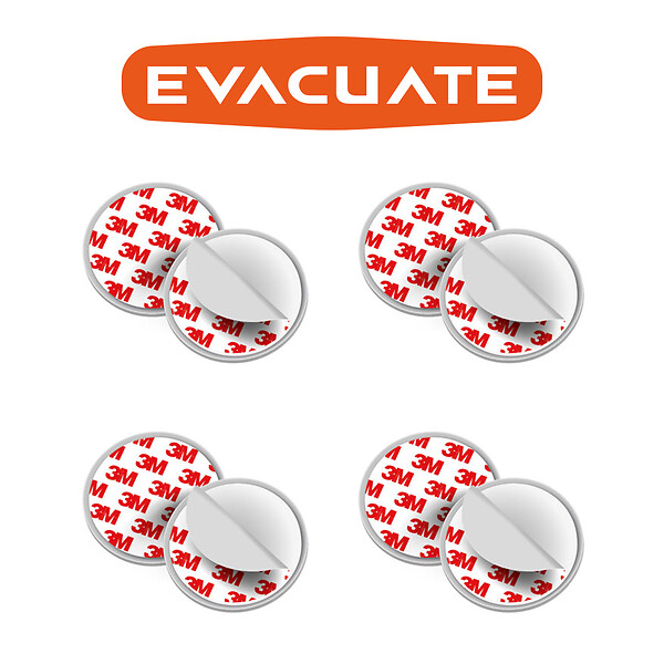 EVACUATE - EVACUATE Lot de 4 fixations aimantées pour détecteur de fumée - large
