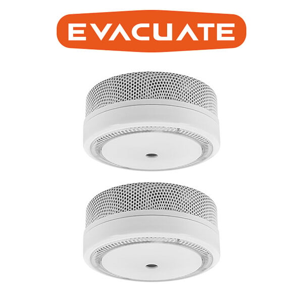 EVACUATE - EVACUATE Lot de 2 détecteurs de fumée NF autonomie 10 ans + supports magnétiques - large