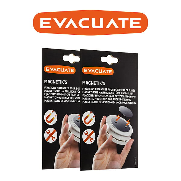 EVACUATE - EVACUATE Lot de 2 fixations aimantées pour détecteur de fumée - large