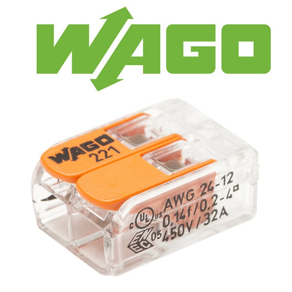 WAGO - WAGO Sachet de 15 bornes S221 2 entrées WAGO de connexion automatique, blister pratique pour installations électriques - large